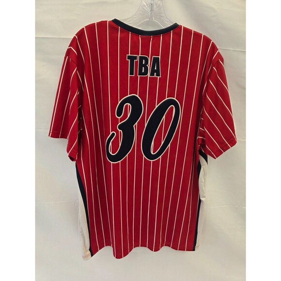 Vintage Texas Rangers Alleson Pinstripe Red Stitched Jersey XL 30 TBA - Picture 5 of 7